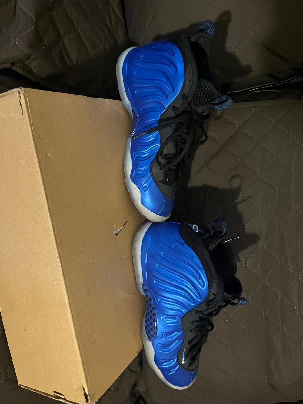 Nike Kids Royal Blue and Black Foamposite-Style Sneakers